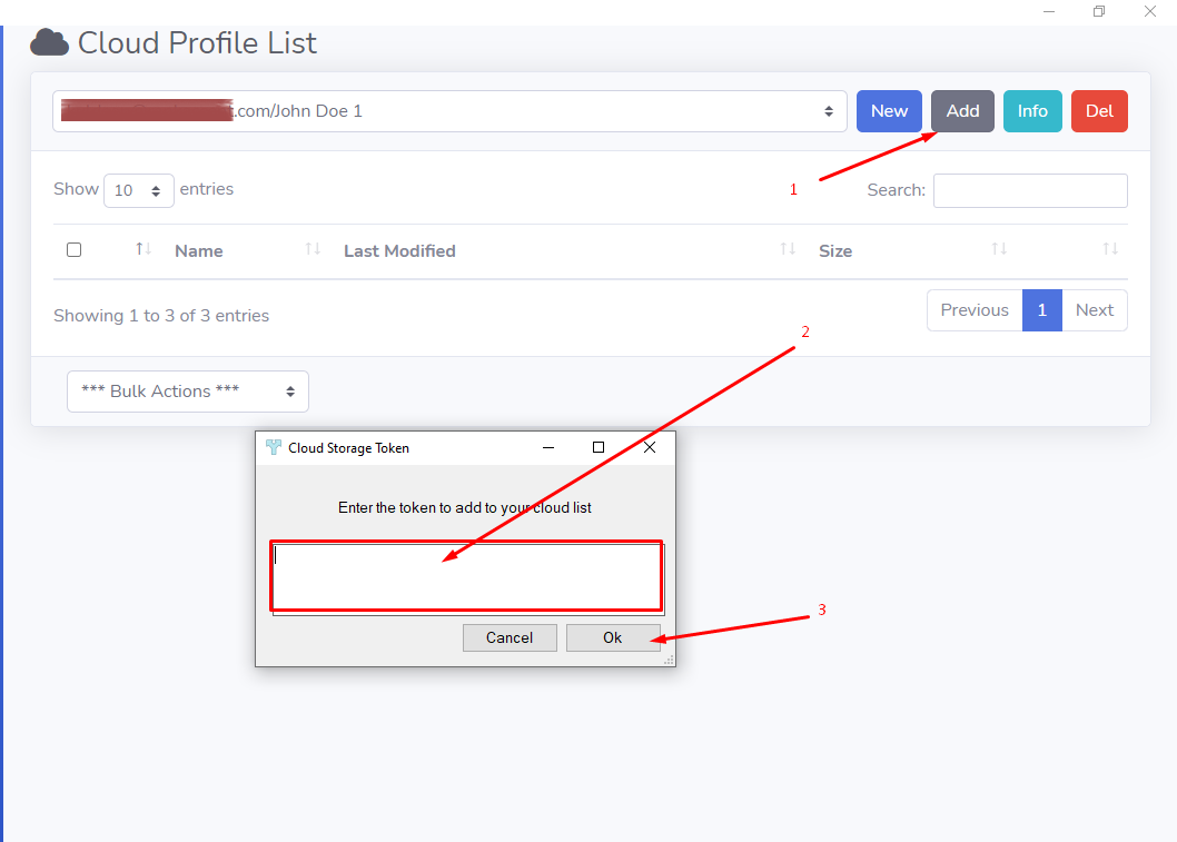 Cloud-Add folder with token
