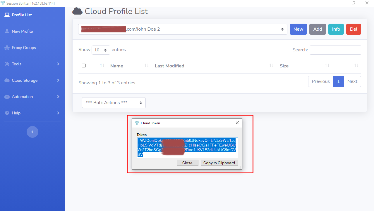 Cloud-view token for folder