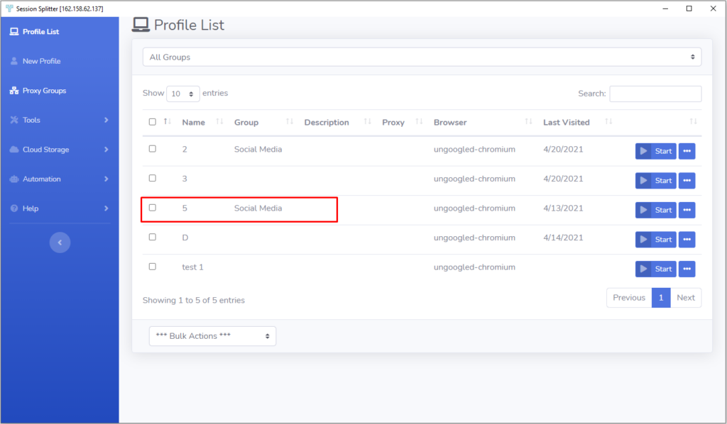 Group Profiles-add profile to group-added-list