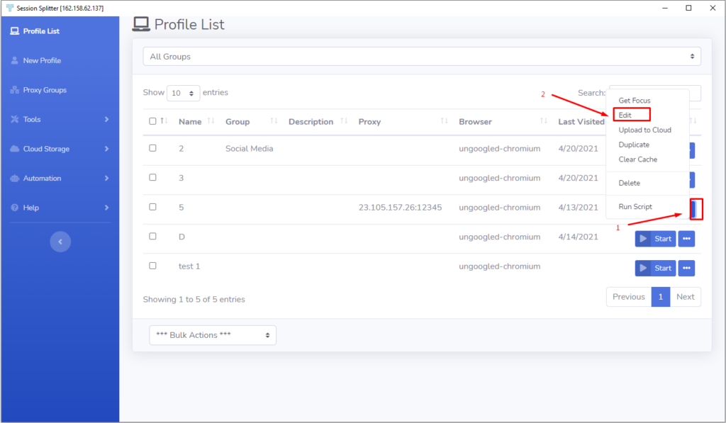 Group Profiles-add profile to group-edit