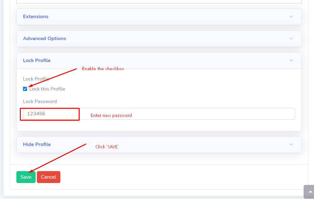Lock profile-lock this profile