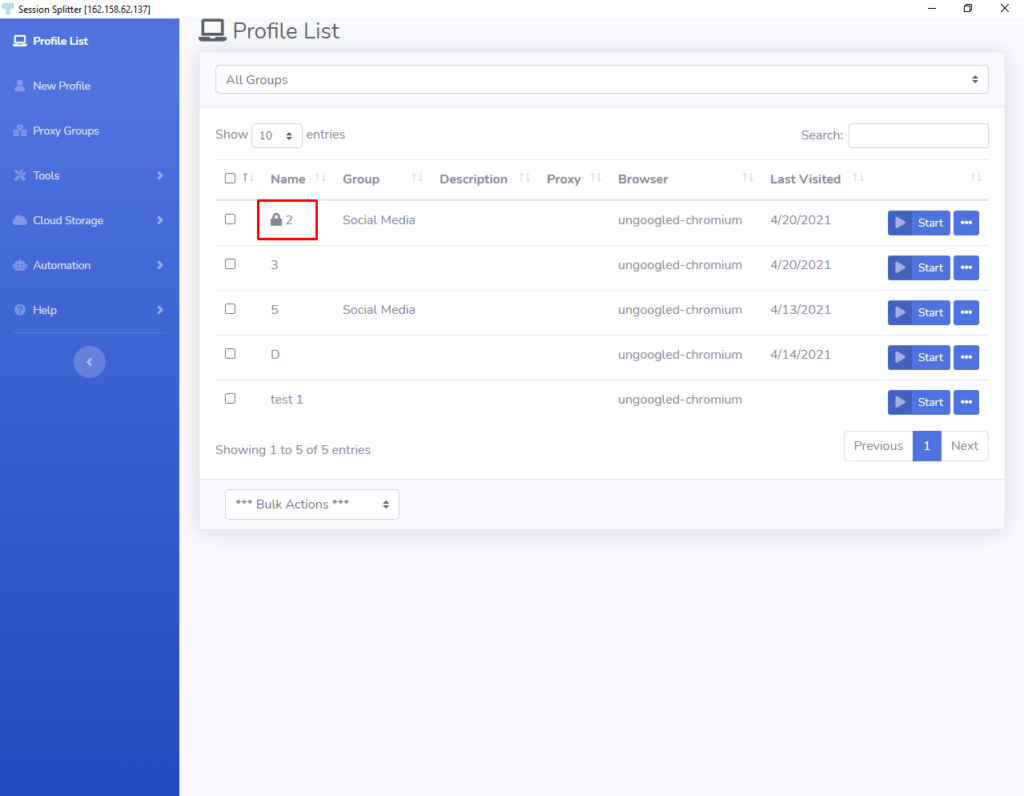 Lock profile-profiles list