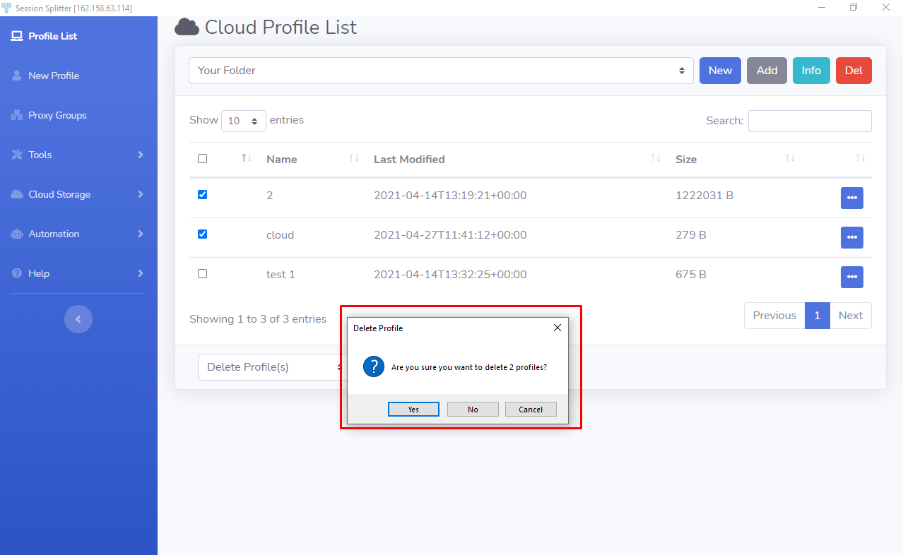 Cloud- delete profiles