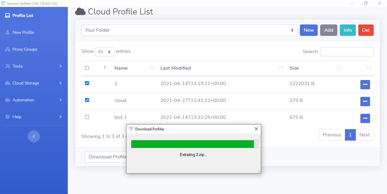 Cloud- download profiles