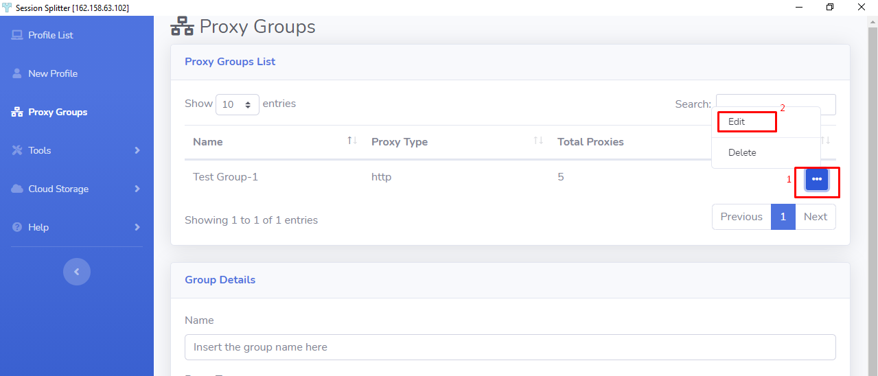 Proxy Groups-Edit group