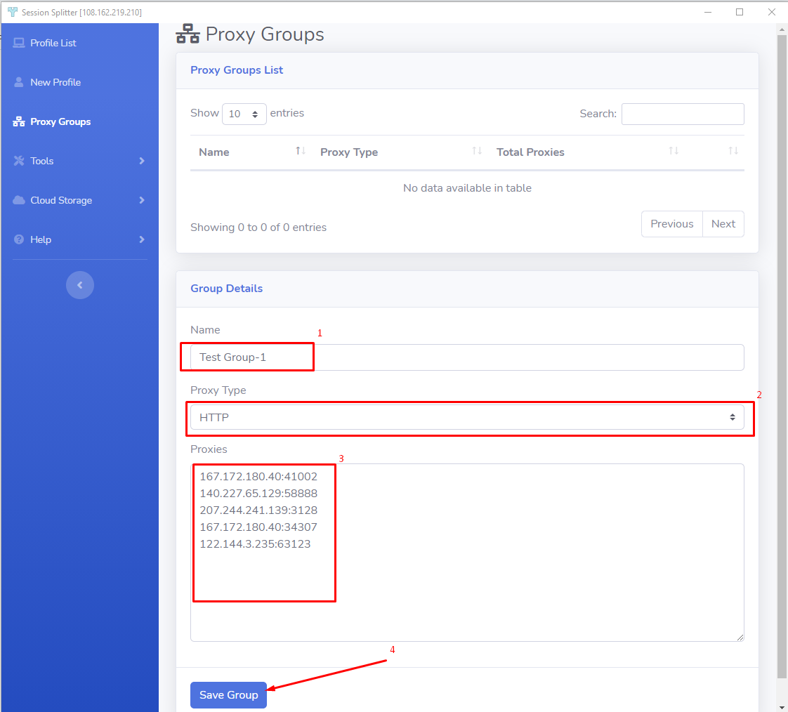 Proxy Groups-create new