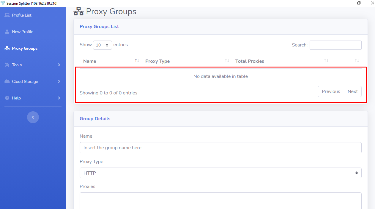 Proxy Groups list empty