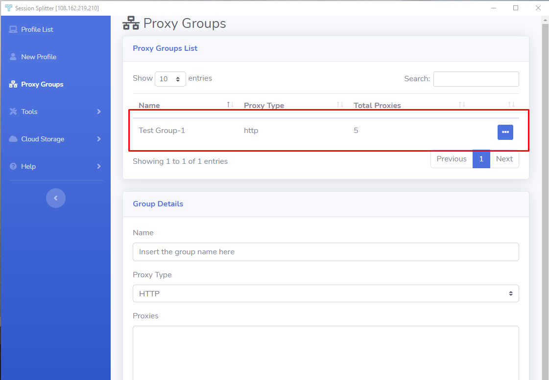 Proxy Groups-new group listed