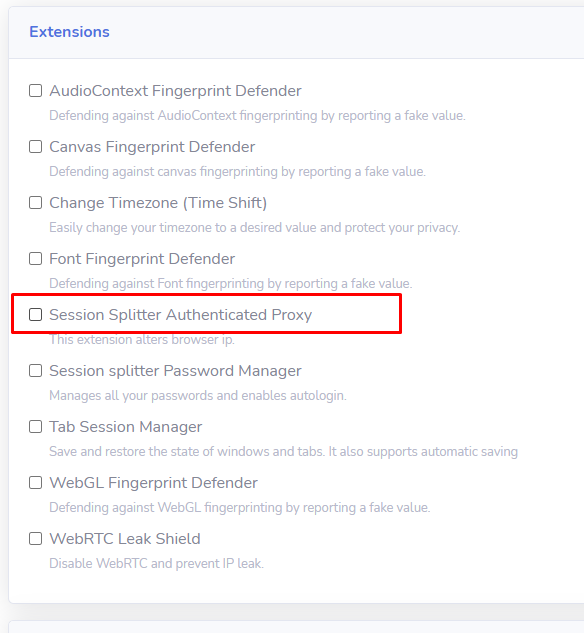 Session Splitter Authenticated Proxy